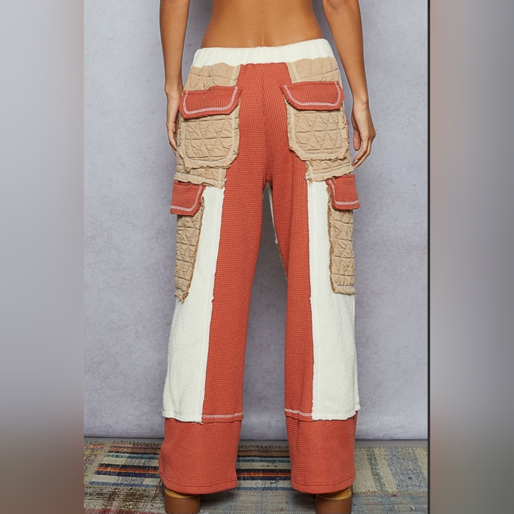 #753 POL Thermal Relaxed Fit Pants in Rib with Quilted Contrast - Picture 3 of 4